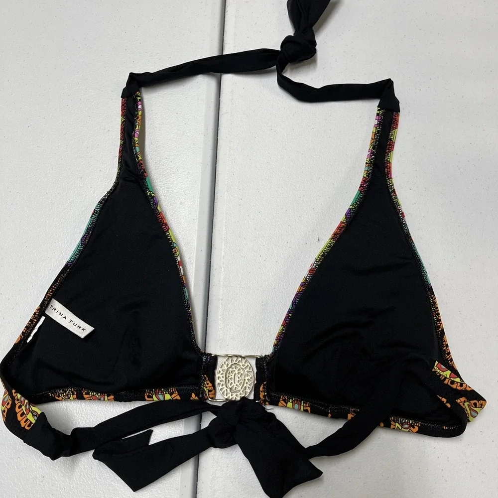 Trina Turk Bikini Vibrant Colorful Swimsuit Halter Tie Resort Beach Vacation - Picture 7 of 13